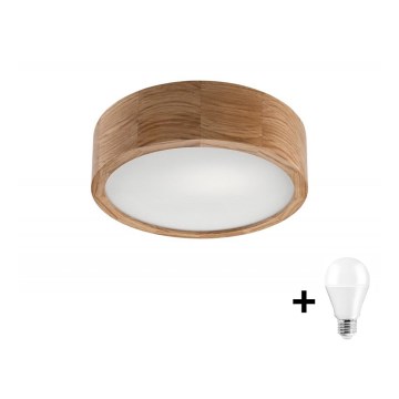 LED Stropna svetilka OAK 1xE27/10W/230V hrast pr. 27 cm