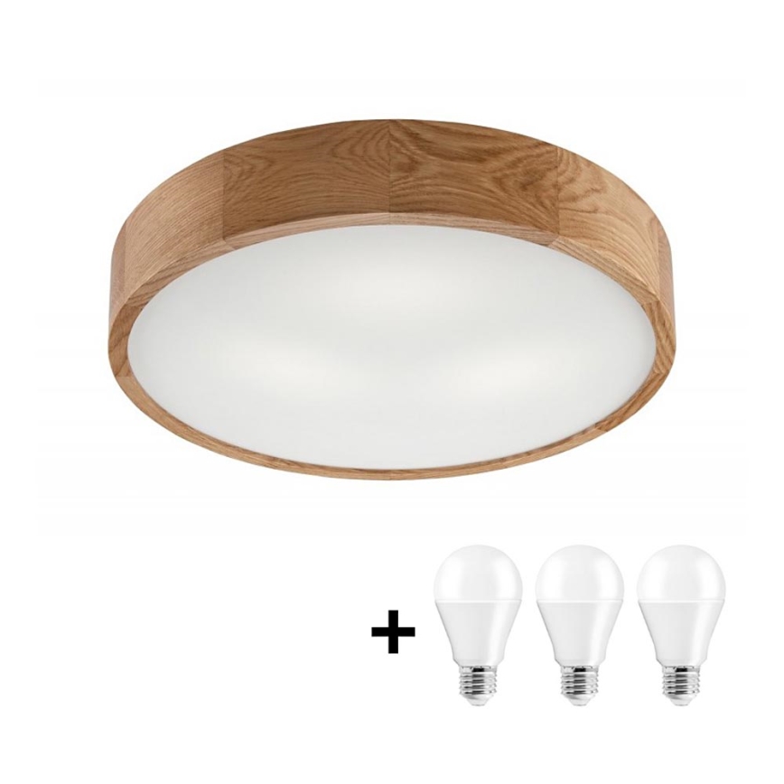 LED Stropna svetilka OAK 3xE27/10W/230V hrast pr. 47 cm