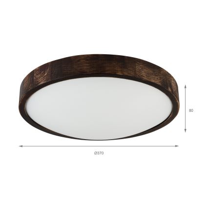 LED stropna svetilka OAK SLIM, 36 W, 230 V, 4000 K, premer 37 cm, hrast/temno rjava