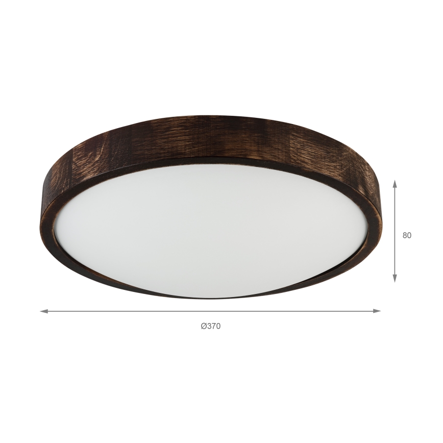 LED stropna svetilka OAK SLIM, 36 W, 230 V, 4000 K, premer 37 cm, hrast/temno rjava