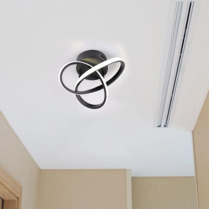 LED stropna svetilka OSKAR LED/15W/230V, premer 25 cm, črna