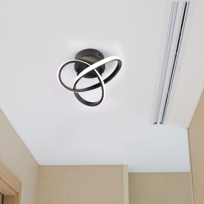LED stropna svetilka OSKAR LED/15W/230V, premer 25 cm, črna