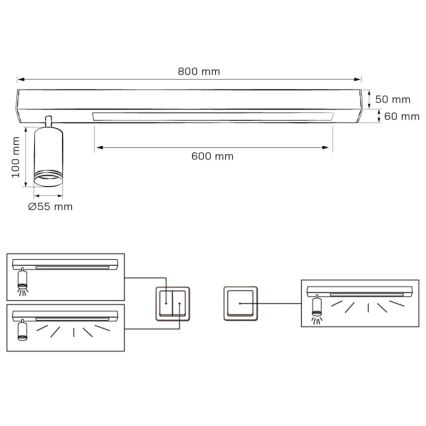 LED Stropna svetilka PARIZ LED/24W/230V + 1xGU10/10W črna