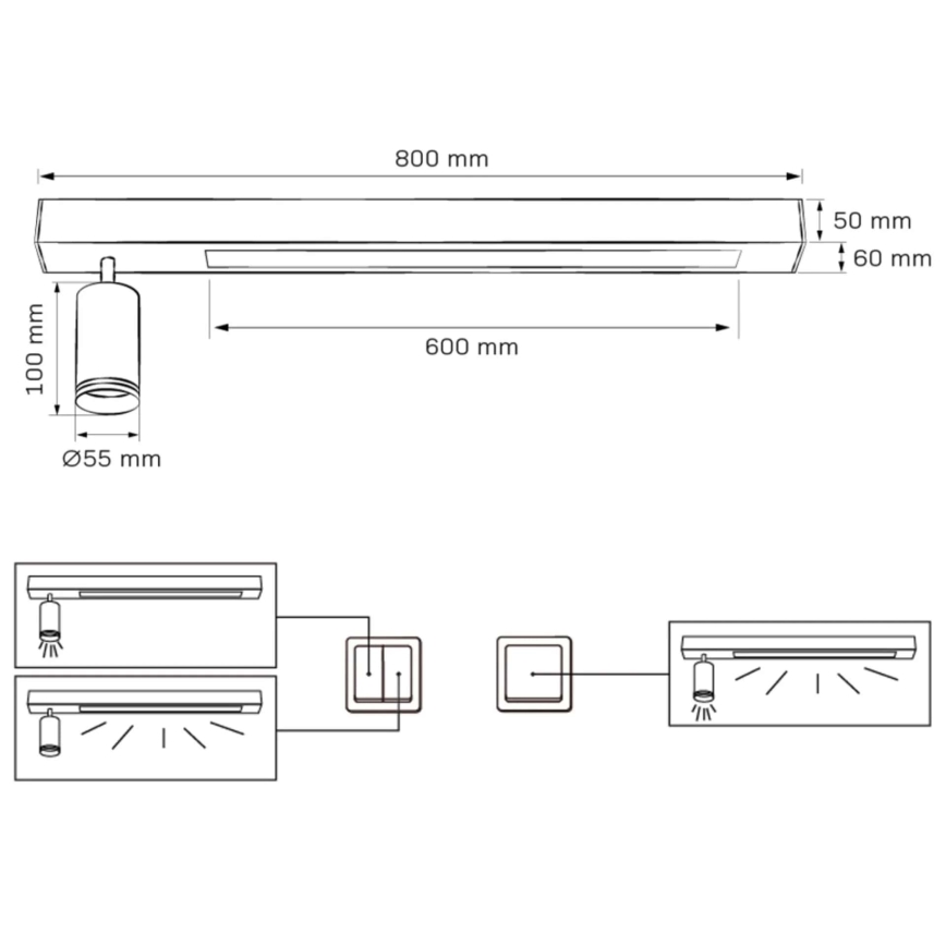 LED Stropna svetilka PARIZ LED/24W/230V + 1xGU10/10W črna