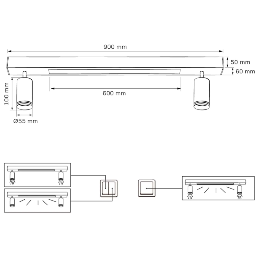 LED Stropna svetilka PARIZ LED/24W/230V + 2xGU10/10W črna