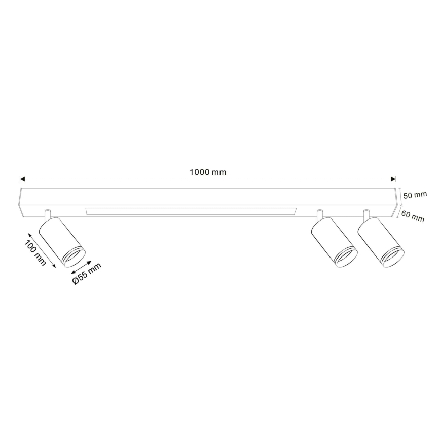 LED Stropna svetilka PARIZ LED/24W/230V + 3xGU10/10W črna