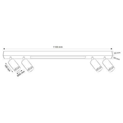 LED Stropna svetilka PARIZ LED/24W/230V + 4xGU10/10W črna