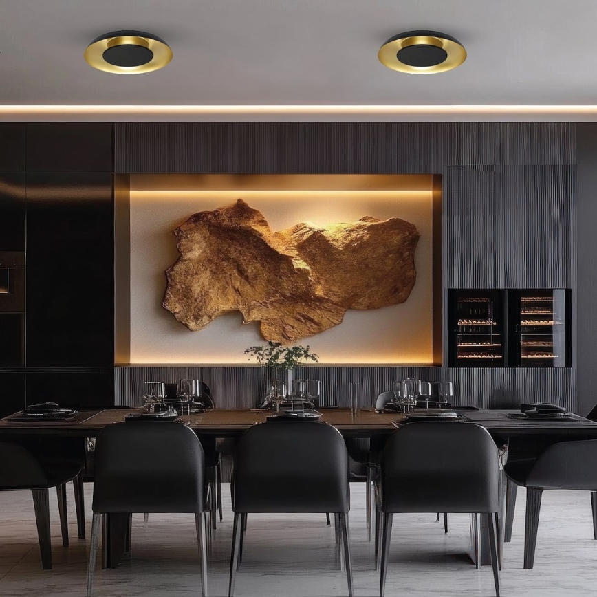 LED stropna svetilka PIATTINO LED/30W/230V 3000/4000/6000K premer 40 cm črna/zlata