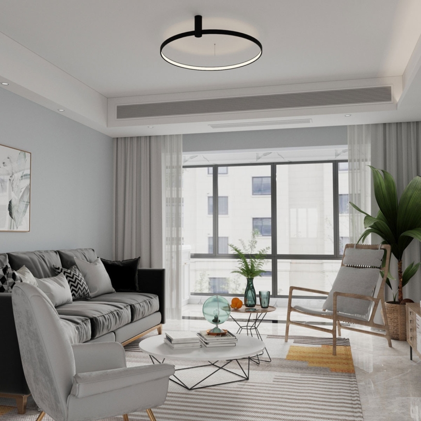 LED stropna svetilka RING S LED/34W/230V 3000/4000/6000K premer 60 cm črna