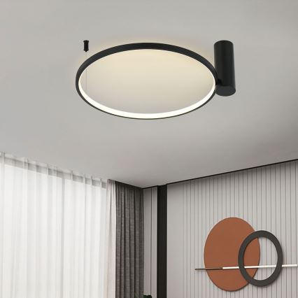 LED stropna svetilka RING S LED/50W/230V 3000/4000/6000K premer 90 cm črna