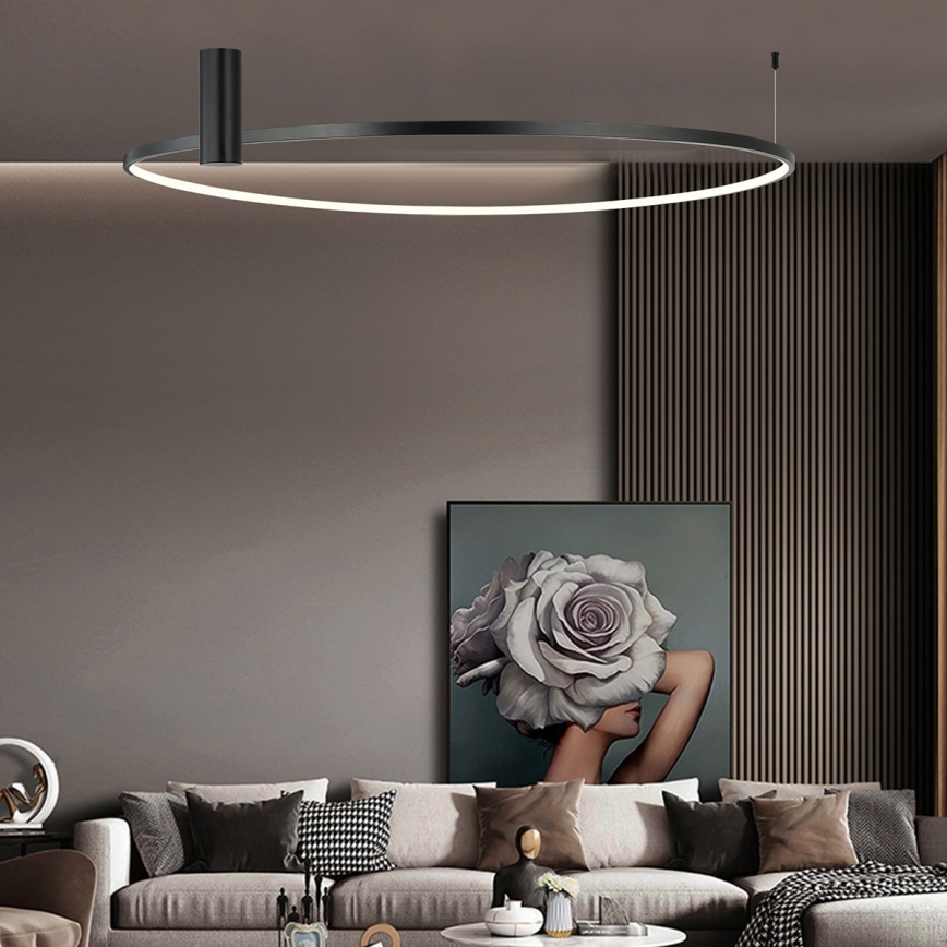 LED stropna svetilka RING S LED/50W/230V 3000/4000/6000K premer 90 cm črna