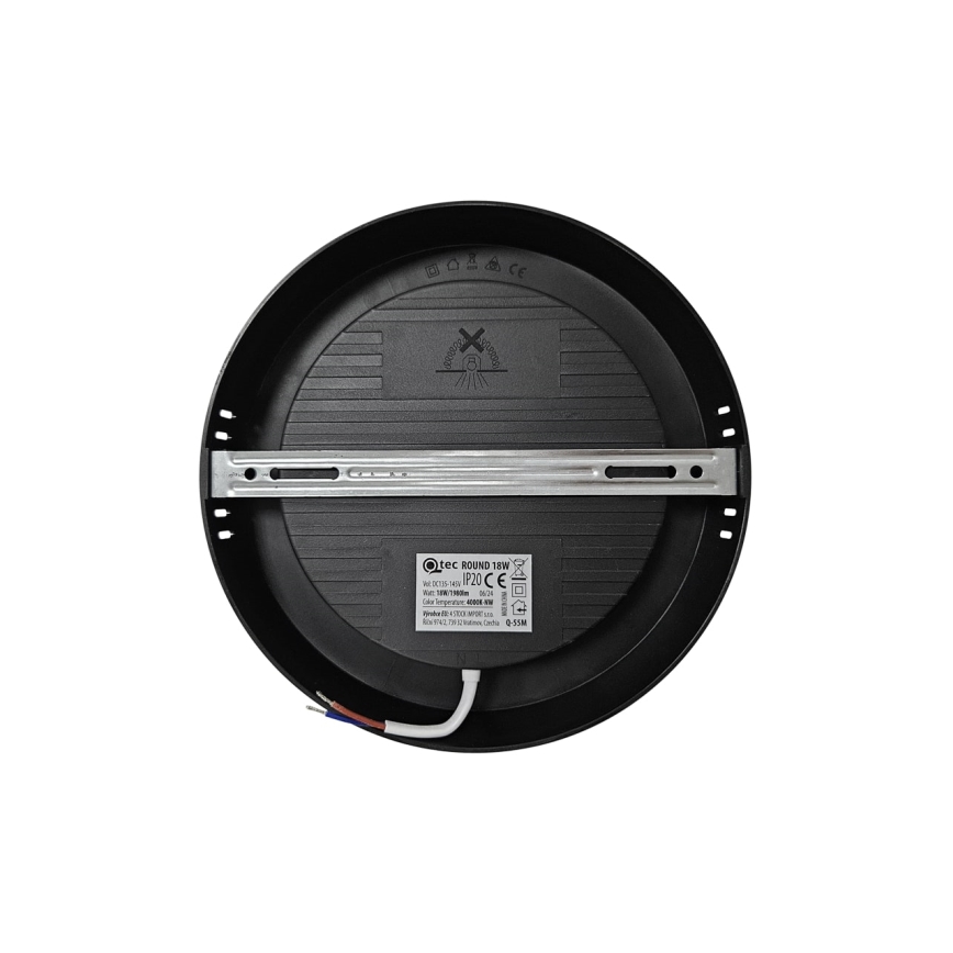 LED Stropna svetilka ROUND LED/18W/230V 4000K pr. 21,7 cm črna