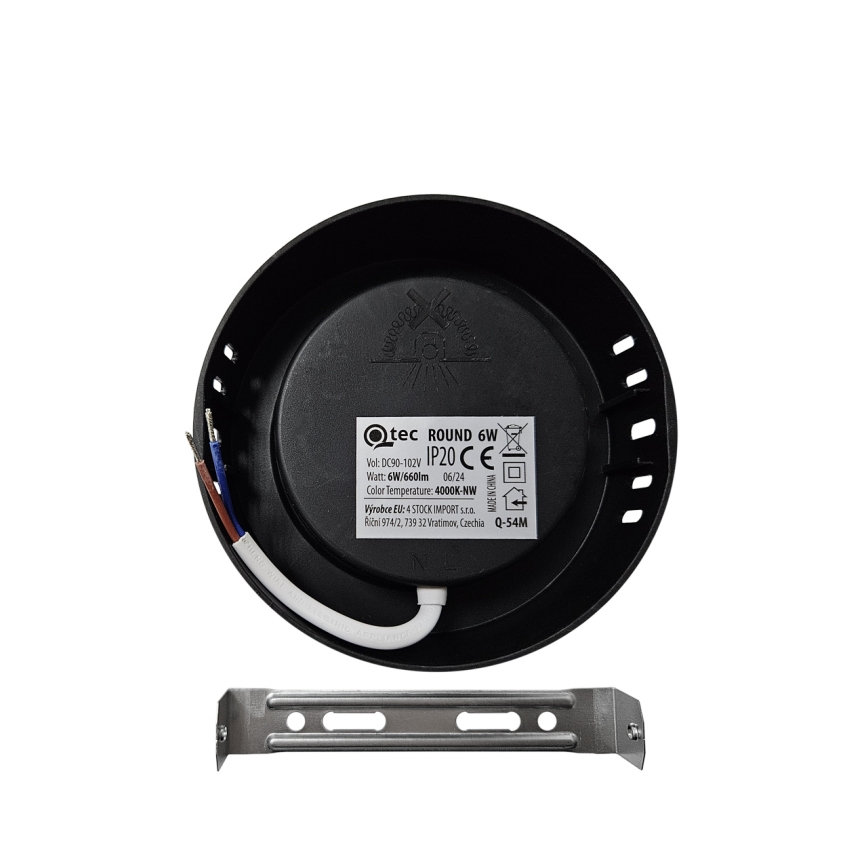 LED Stropna svetilka ROUND LED/6W/230V 4000K pr. 12,1 cm črna