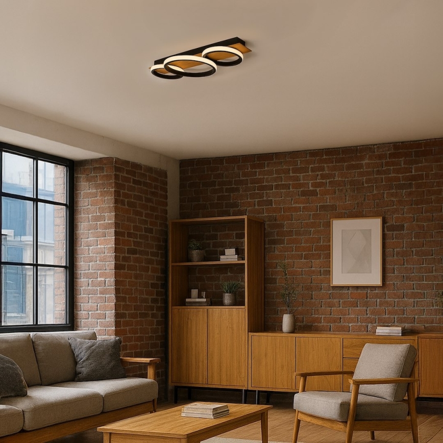 LED Stropna svetilka ROWENA LED/18W/230V črna/rjava