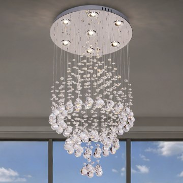 LED stropna svetilka s kristali NAURU LED/24W/230V Ø 40 cm sijajni krom + daljinski upravljalnik