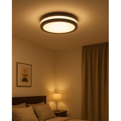 LED kopalniška stropna svetilka s senzorjem gibanja LED/20W/230V 3000/4000/6500K premer 23 cm IP54 antracitna