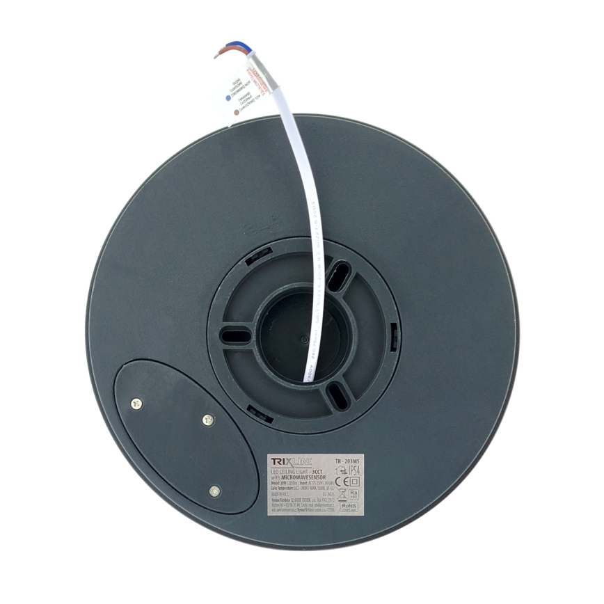 LED kopalniška stropna svetilka s senzorjem gibanja LED/20W/230V 3000/4000/6500K premer 23 cm IP54 antracitna