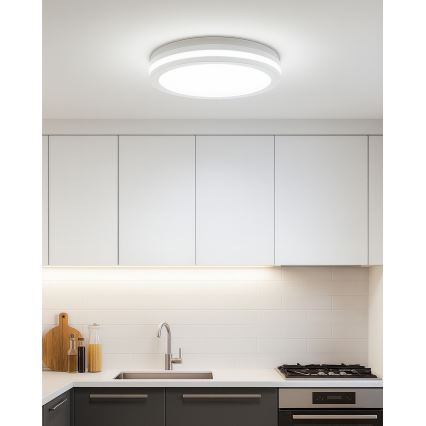 LED kopalniška stropna svetilka s senzorjem gibanja, 20 W, 230 V, 3000/4000/6500 K, premer 23 cm, IP54, bela