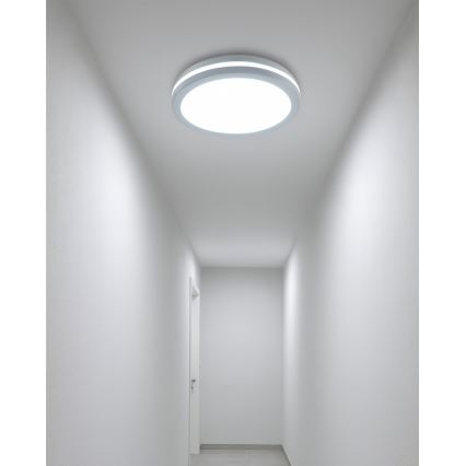 LED kopalniška stropna svetilka s senzorjem gibanja, 20 W, 230 V, 3000/4000/6500 K, premer 23 cm, IP54, bela