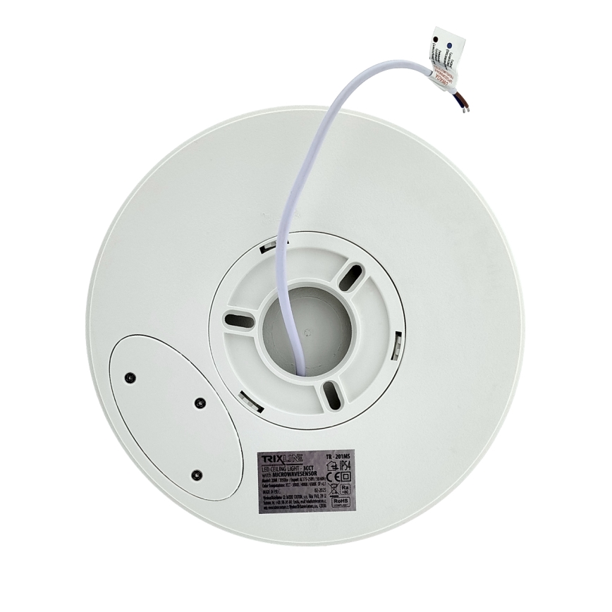 LED kopalniška stropna svetilka s senzorjem gibanja, 20 W, 230 V, 3000/4000/6500 K, premer 23 cm, IP54, bela