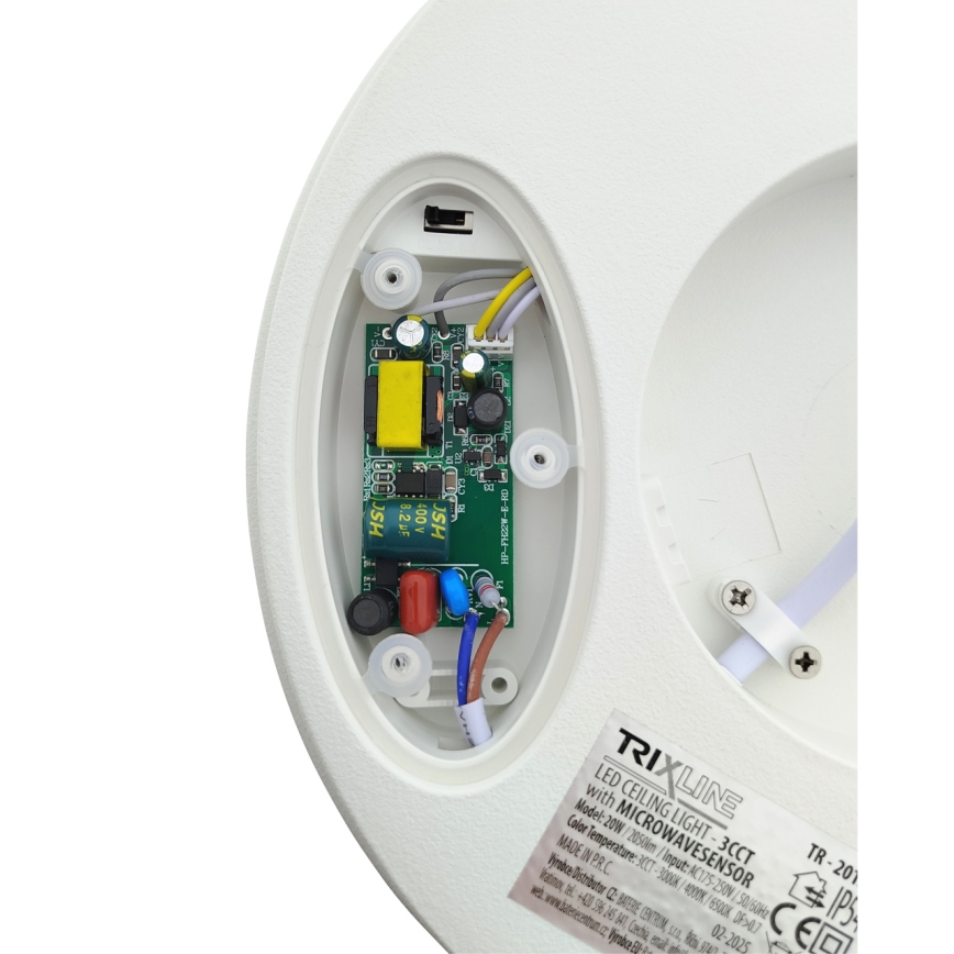 LED stropna svetilka s senzorjem gibanja LED/20W/230V 3000/4000/6500K premer 230 cm IP54 siva