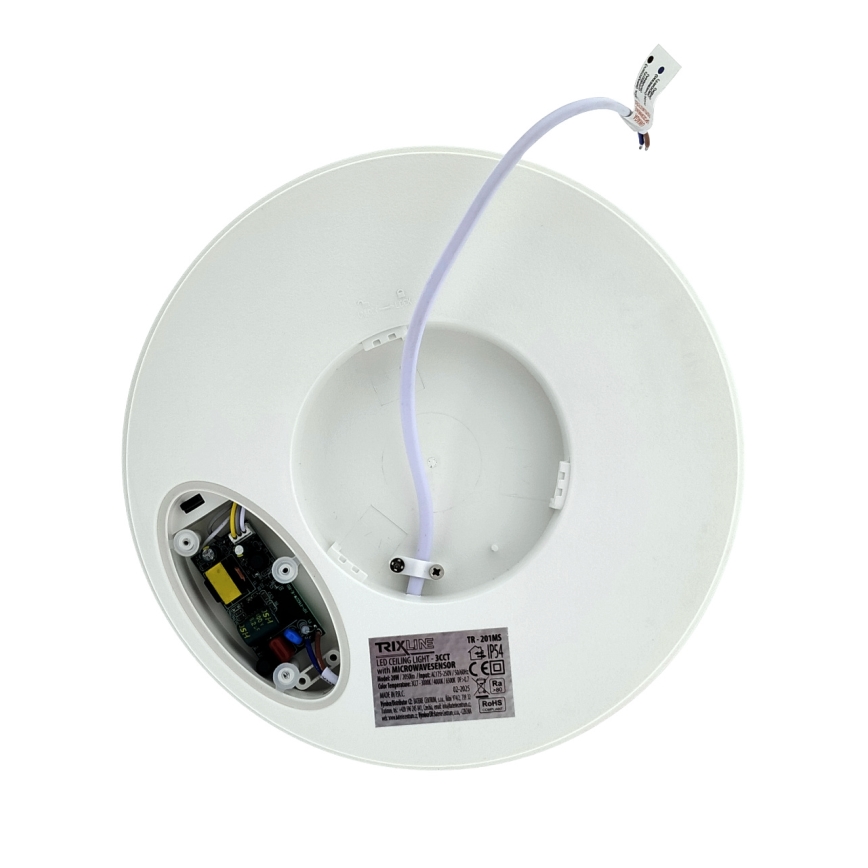 LED stropna svetilka s senzorjem gibanja LED/20W/230V 3000/4000/6500K premer 230 cm IP54 siva