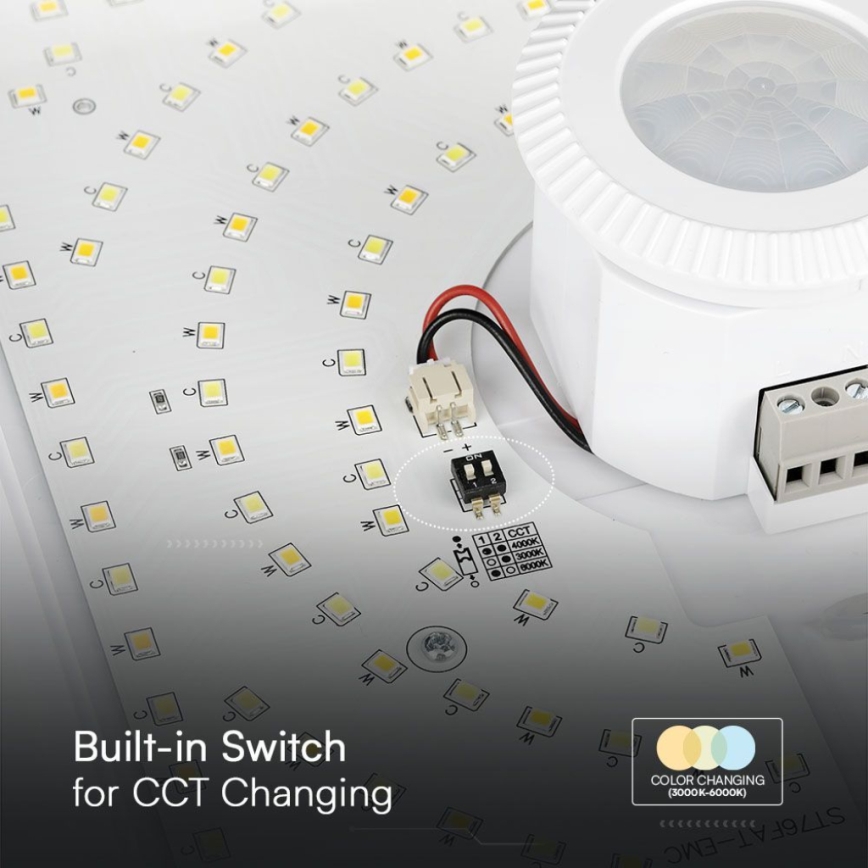 LED Stropna svetilka s senzorjem SAMSUNG CHIP LED/12W/230V 3000/4000/6000K bela