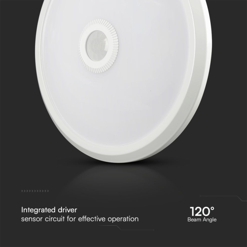 LED Stropna svetilka s senzorjem SAMSUNG CHIP LED/12W/230V 3000/4000/6000K pr. 29 cm bela