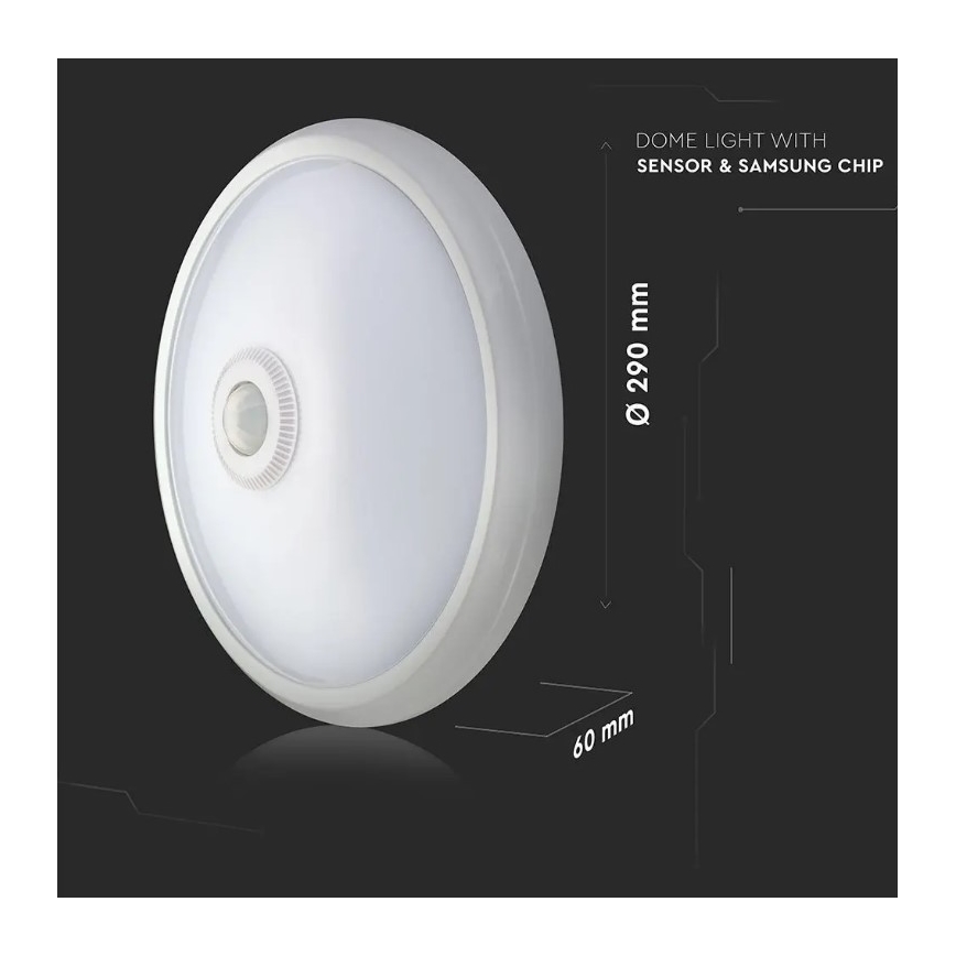 LED Stropna svetilka s senzorjem SAMSUNG CHIP LED/12W/230V 6400K