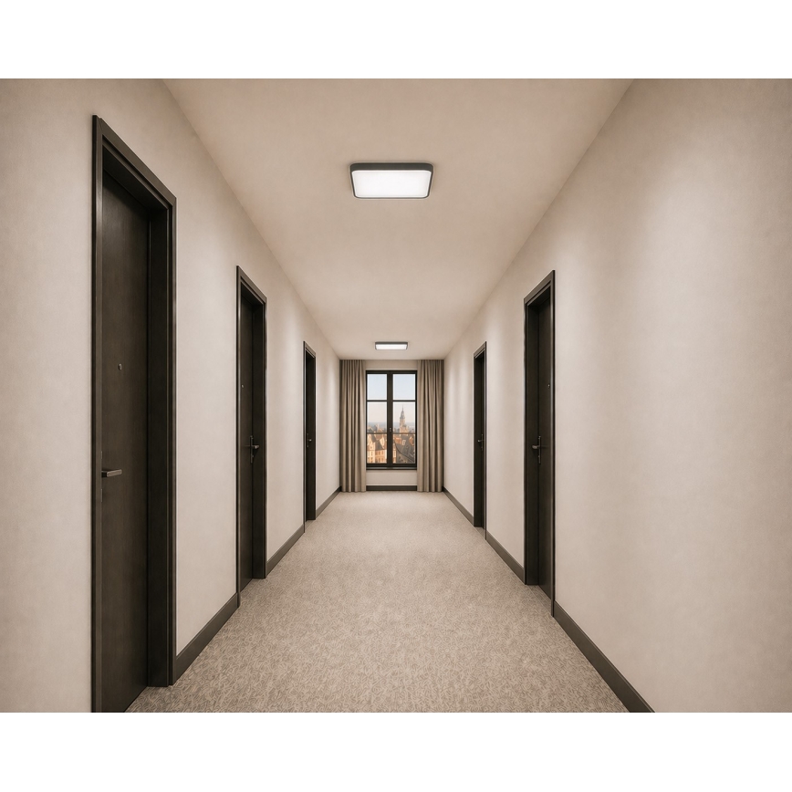 LED stropna svetilka s senzorjem gibanja in mraka WILTON LED/24W/230V 4000K 33x33 cm antracit