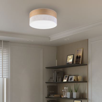 LED Stropna svetilka SIRJA WOOD LED/20W/230V pr. 35 cm bela/hrast