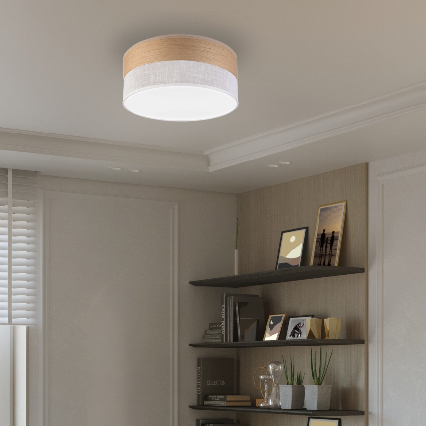 LED Stropna svetilka SIRJA WOOD LED/20W/230V pr. 35 cm bela/hrast