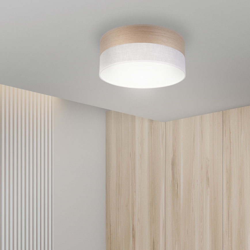 LED Stropna svetilka SIRJA WOOD LED/20W/230V pr. 35 cm bela/hrast