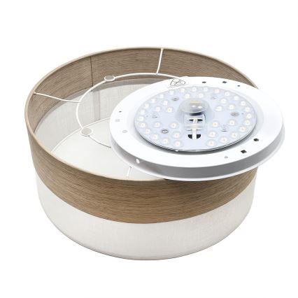 LED Stropna svetilka SIRJA WOOD LED/20W/230V pr. 35 cm bela/hrast