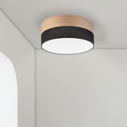 LED Stropna svetilka SIRJA WOOD LED/20W/230V pr. 35 cm črna/hrast