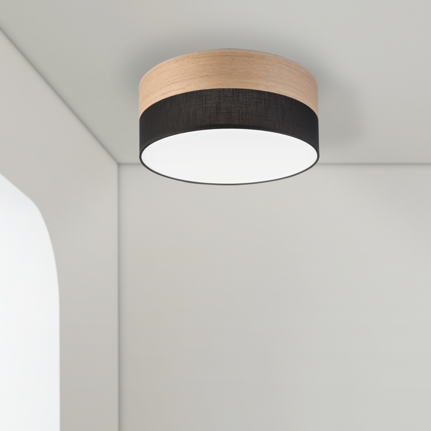 LED Stropna svetilka SIRJA WOOD LED/20W/230V pr. 35 cm črna/hrast