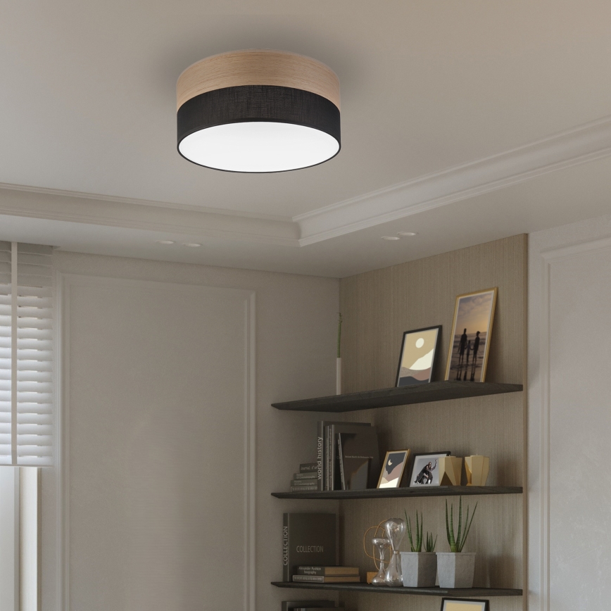LED Stropna svetilka SIRJA WOOD LED/20W/230V pr. 35 cm črna/hrast