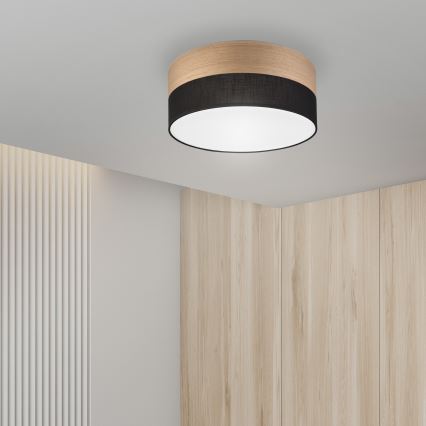 LED Stropna svetilka SIRJA WOOD LED/20W/230V pr. 35 cm črna/hrast