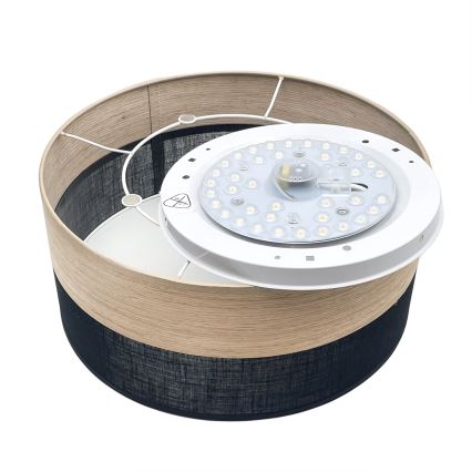 LED Stropna svetilka SIRJA WOOD LED/20W/230V pr. 35 cm črna/hrast