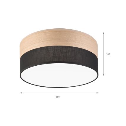 LED Stropna svetilka SIRJA WOOD LED/20W/230V pr. 35 cm črna/hrast