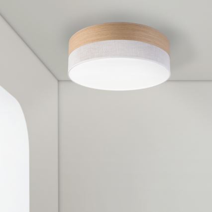 LED Stropna svetilka SIRJA WOOD LED/36W/230V pr. 45 cm bela/hrast