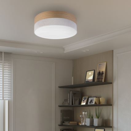 LED Stropna svetilka SIRJA WOOD LED/36W/230V pr. 45 cm bela/hrast