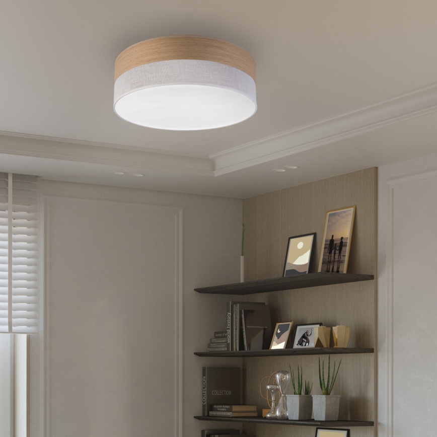 LED Stropna svetilka SIRJA WOOD LED/36W/230V pr. 45 cm bela/hrast
