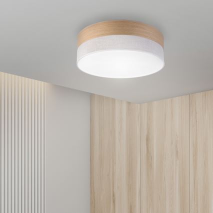LED Stropna svetilka SIRJA WOOD LED/36W/230V pr. 45 cm bela/hrast