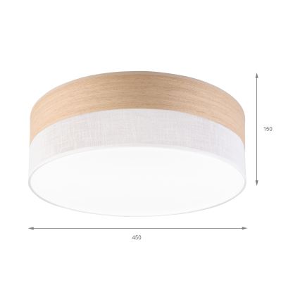 LED Stropna svetilka SIRJA WOOD LED/36W/230V pr. 45 cm bela/hrast