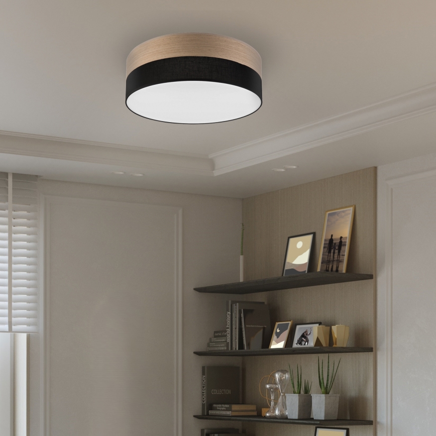 LED Stropna svetilka SIRJA WOOD LED/36W/230V pr. 45 cm črna/hrast