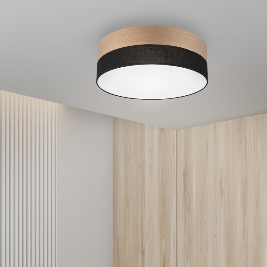 LED Stropna svetilka SIRJA WOOD LED/36W/230V pr. 45 cm črna/hrast