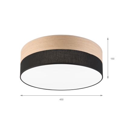 LED Stropna svetilka SIRJA WOOD LED/36W/230V pr. 45 cm črna/hrast