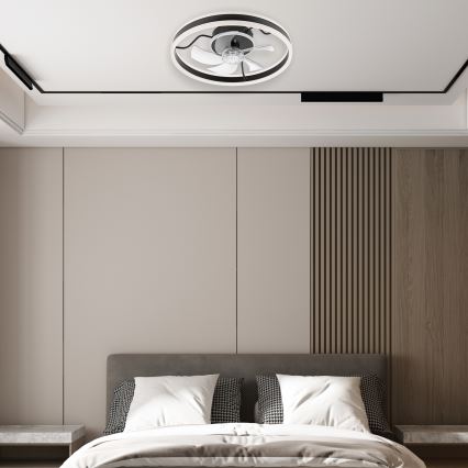LED Zatemnitvena stropna svetilka z ventilatorjem APOLLO LED/38W/230V črna + Daljinski upravljalnik