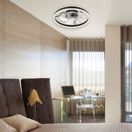LED Zatemnitvena stropna svetilka z ventilatorjem APOLLO LED/38W/230V črna + Daljinski upravljalnik